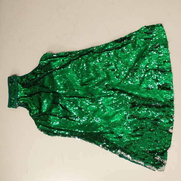 Sexy Emerald Green Sequin Mini Dress Dance Costume XXL Sparkley Bright USA Made - Picture 9 of 12